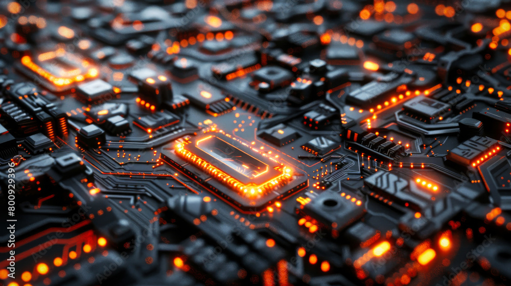 Poster a generic abstract high tech computer hardware closeup