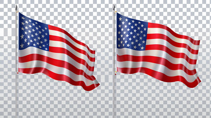 Vector 3d realistic flags of the United States, generative Ai