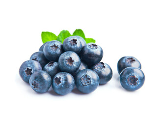 Sweet blueberries fruits on white backgrounds