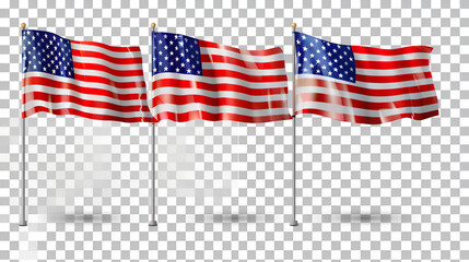 Vector 3d realistic flags of the United States, generative Ai