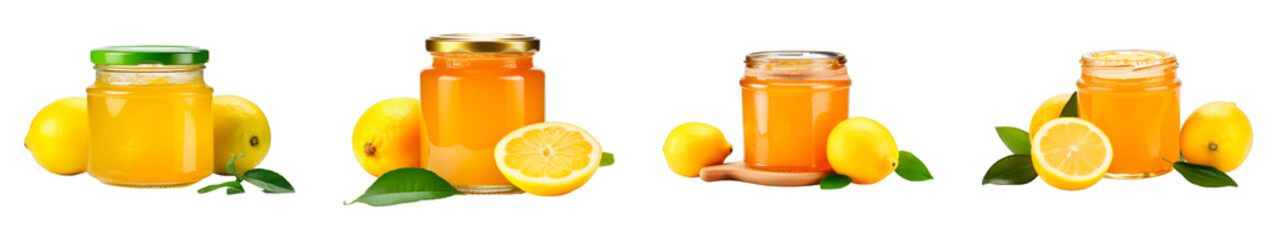 Collection of Lemon Jam isolated on transparent png background. Generative ai