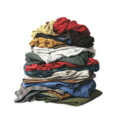 pile of clothes on transparent background