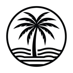 palm tree logo. sea beach logo design. nature logo design. sea logo design with a plum tree. coconut tree  design