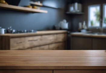 blur kitchen (room)background counter table top Wood