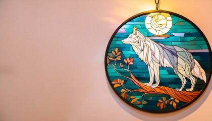 Moonlit Serenade: Artisanal Stained Glass Wolf Ornament