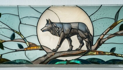Moonlit Serenade: Artisanal Stained Glass Wolf Ornament
