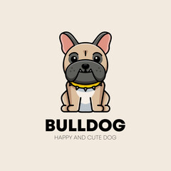 cute sitting bulldog logo