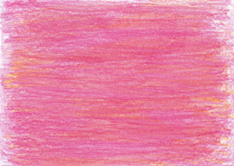 Abstract pink background. Filled with texture drawn with colored pencils. Horizontal strokes. Different shades and blurs. A white background can be seen in the heavens. Gentle, soft texture.