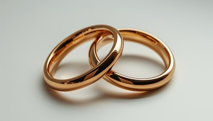 Symbol of Everlasting Love: Golden Wedding Rings Sparkling on White Background