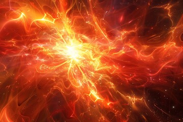 A fiery explosion of red and orange plasma.