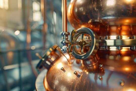 Distilling ProcessA copper still used in the distillation of spirits like whiskey or gin - Powered by Adobe