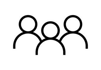Black line group people sign team icon flat vector design