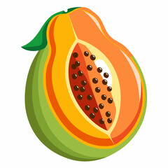 Papaya fruit vector art illustration (1)