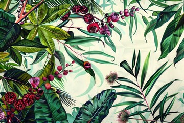 A detailed botanical illustration celebrating the beauty of nature, enhancing the ambiance of a bright interior.