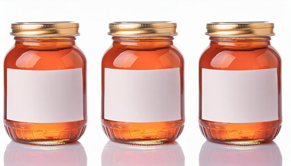 Amber Glass Jar with Blank Label on White Background for Packaging Design - Mockup