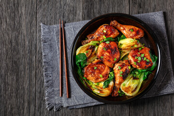 roasted asian glazed chicken thighs with bok choy