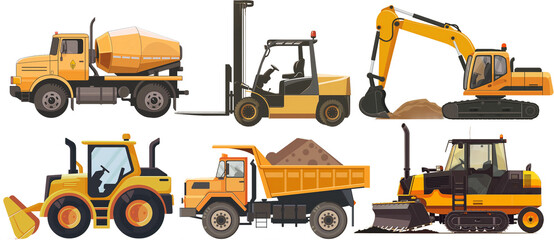 Illustration set of construction machinery 