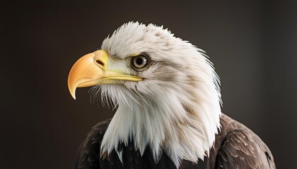 Obraz premium close up bald eagle head on black background