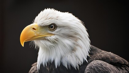 Fototapeta premium close up bald eagle head on black background