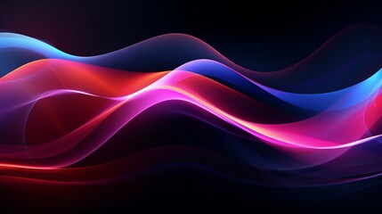 Bright neon waves on a dark abstract background emphasizing motion and energy ideal for vibrant marketing banners