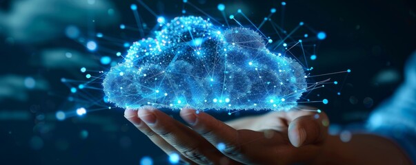 Cloud migration services at an IT company, the team is currently engaged in discussing strategies around a digital map of cloud resources, fostering a strategic and professional atmosphere