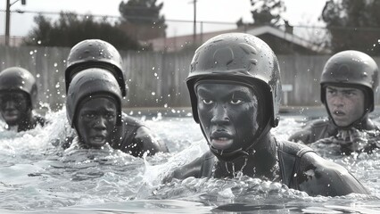 Practicing Rescue Techniques: Lifeguards in Training. Concept Safety Procedures, Water Rescue, Lifeguard Skills, Emergency Response