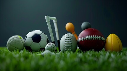 Sports, Various Sport Equipment copy space for text Generated by Ai