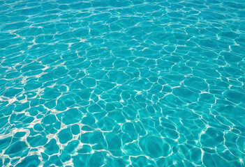 Obraz premium Beautiful turquoise blue ocean water surface with light reflections and highlights. Texture of water close-up macro