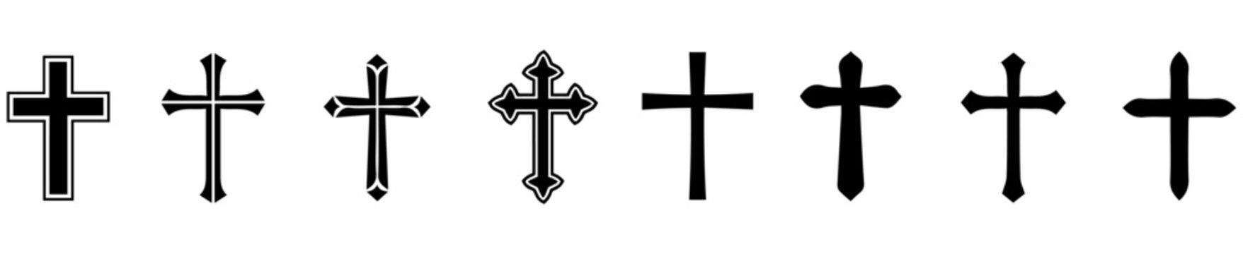Christian cross icon collection. Vector illustration.