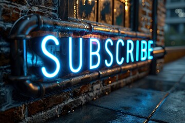 A modern, stylized logo for "SUBSCRIBE" featuring an electric blue to deep indigo gradient, conveying a sense of luxury.
