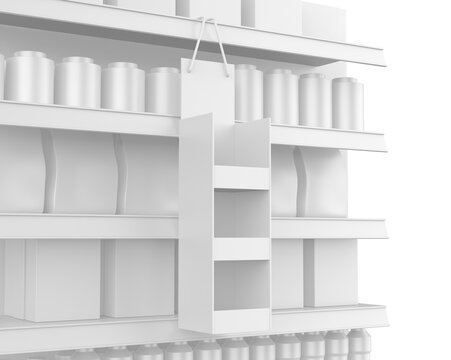 Hangsell Display Shelve Stand blank template, 3d illustration. 