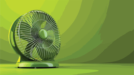 Small green electric fan on color background Vector s