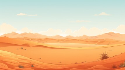 Naklejka premium Vast desert landscape with mountains and clouds