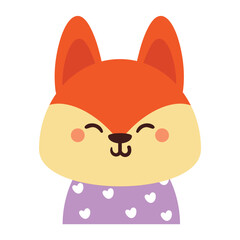 hand drawing cute cartoon fox. cute animal doodle