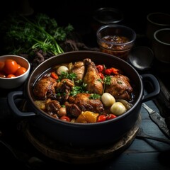 Hearty Beef Stew in a Rustic Pot