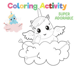 Obraz premium Coloring worksheet page. Educational printable coloring worksheet. Printable activity page for kids. Learning Game. Vector file.