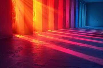 Luminous Rays Dance Across an Abstract Gradient Rainbow