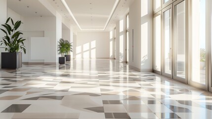 Bright and Spacious Lobby with Neutral Decor AI Generated
