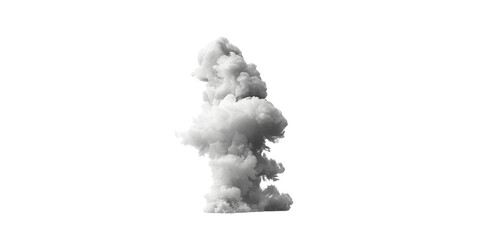 smoke cloud, smoke plume, grey, isolated on white background,