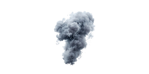 smoke cloud, smoke plume, grey, isolated on white background,