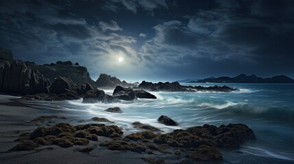 Obraz premium Serene Moonlit Seascape