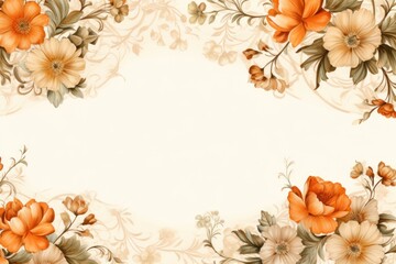 Fototapeta premium Floral background with orange and beige flowers