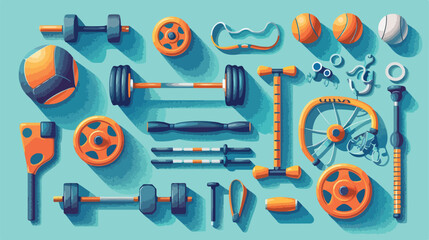 Stylish sport equipment on color background Vector st