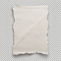 Blank white torn newspaper piece, Isolated on transparent PNG background