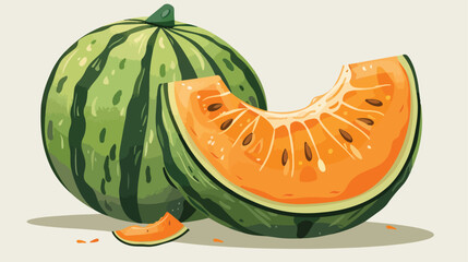Sweet whole melon on white background Vector style vector