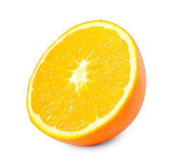 Citrus fruit. Half of fresh orange isolated on white