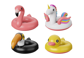 3D illustration set of various rubber swimming ring © Akira 54
