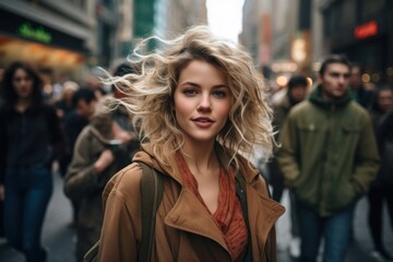 Fototapeta premium Stylish woman in city street