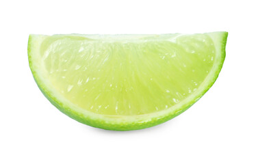 Slice of fresh green ripe lime isolated on white