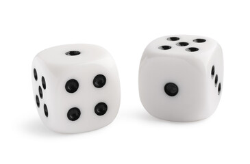 Two dices isolated on white. Game cubes